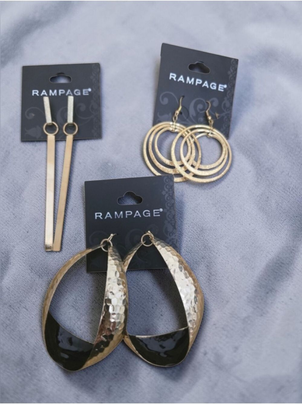 Rampage Goldtone Statement Earrings – 3 Pair Lot – NWT